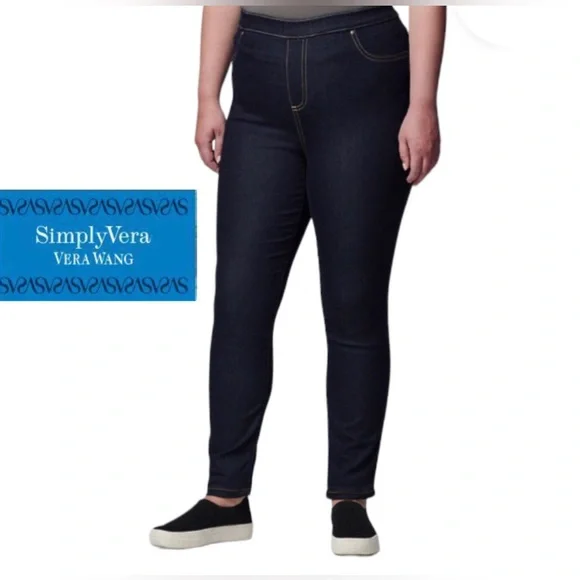 Simply Vera Vera Wang, Jeans, Simply Vera Vera Wang Mid Rise Allday Denim  Jeggings Dark Blue Wash Size 2x